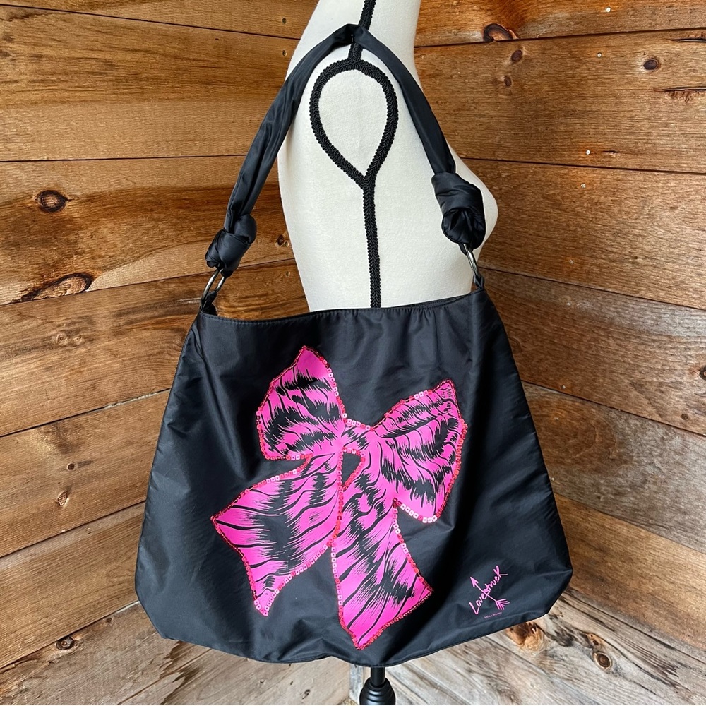 Vera Wang Lovestruck Bow Tote Black Pink Valentine’s Day Handbag Knotted Handle